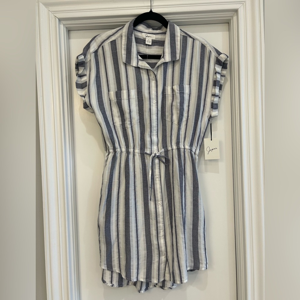 Striped Button-Up Shirt Dress